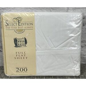 Select Edition Vintage Full Flat Sheet White USA Deadstock Bedding‎ Cotton Blend